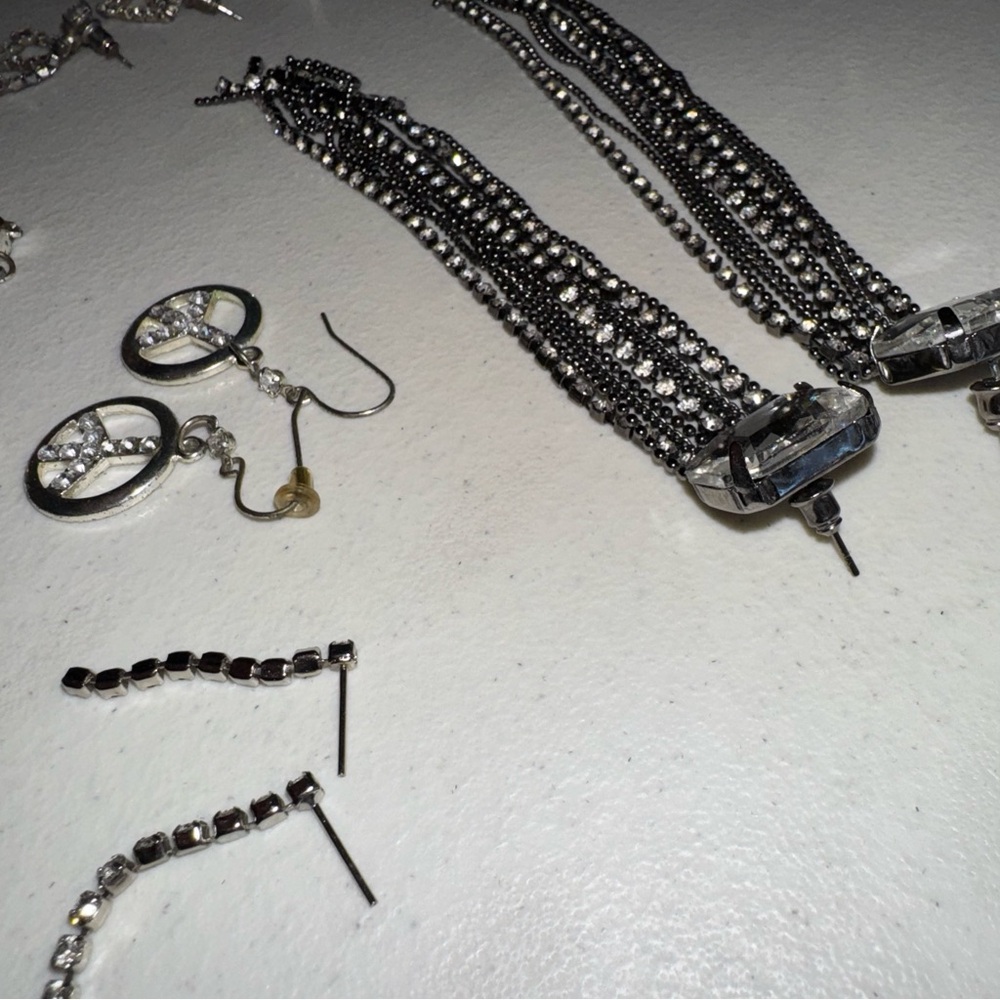 Statement & Rhinestone Jewelry Bundle Peace Signs… - image 7
